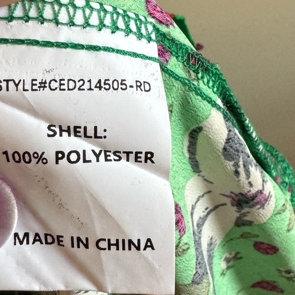 Melloday Green Floral Wrap Midi Dress Small – Long Sleeve Ruffle Hem V-Neck - Picture 8 of 10